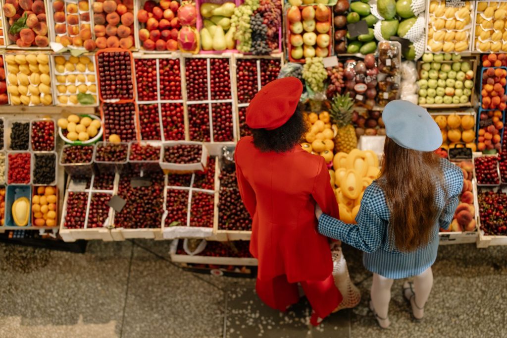 Liste de courses économique avec fruits et légumes de saison